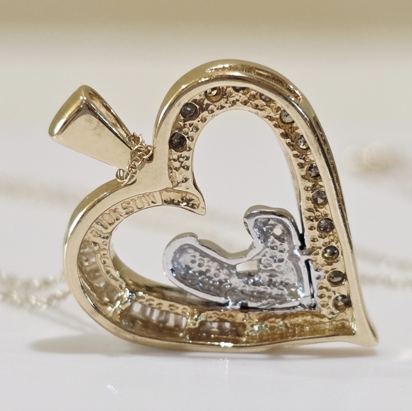 10k Mother and Child White and Yellow Gold Diamond Pendant on 10k Chain Necklace - Picture 12 of 16